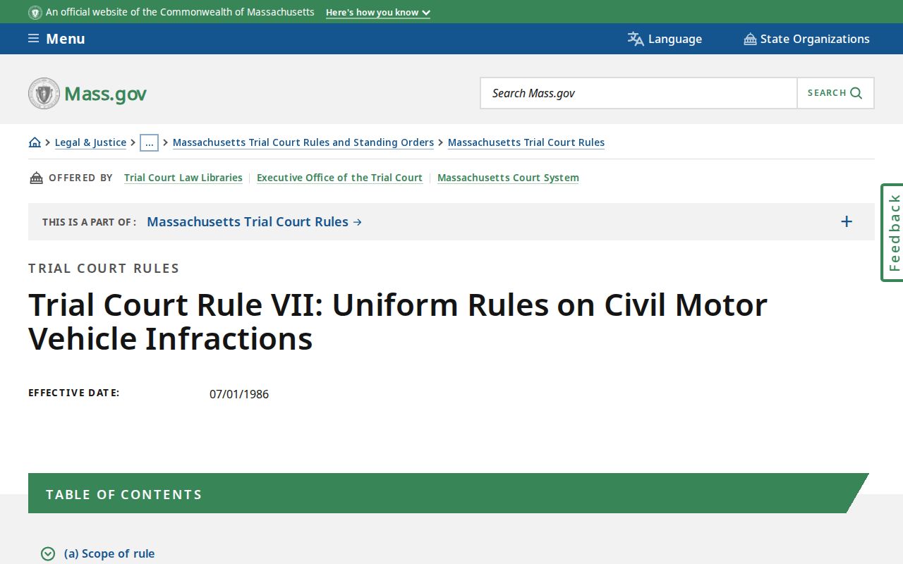 Civil motor vehicle infraction rule text for Franklin County traffic warrant records