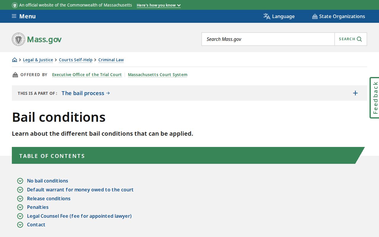 Massachusetts bail and default warrant release conditions for Franklin County warrant records