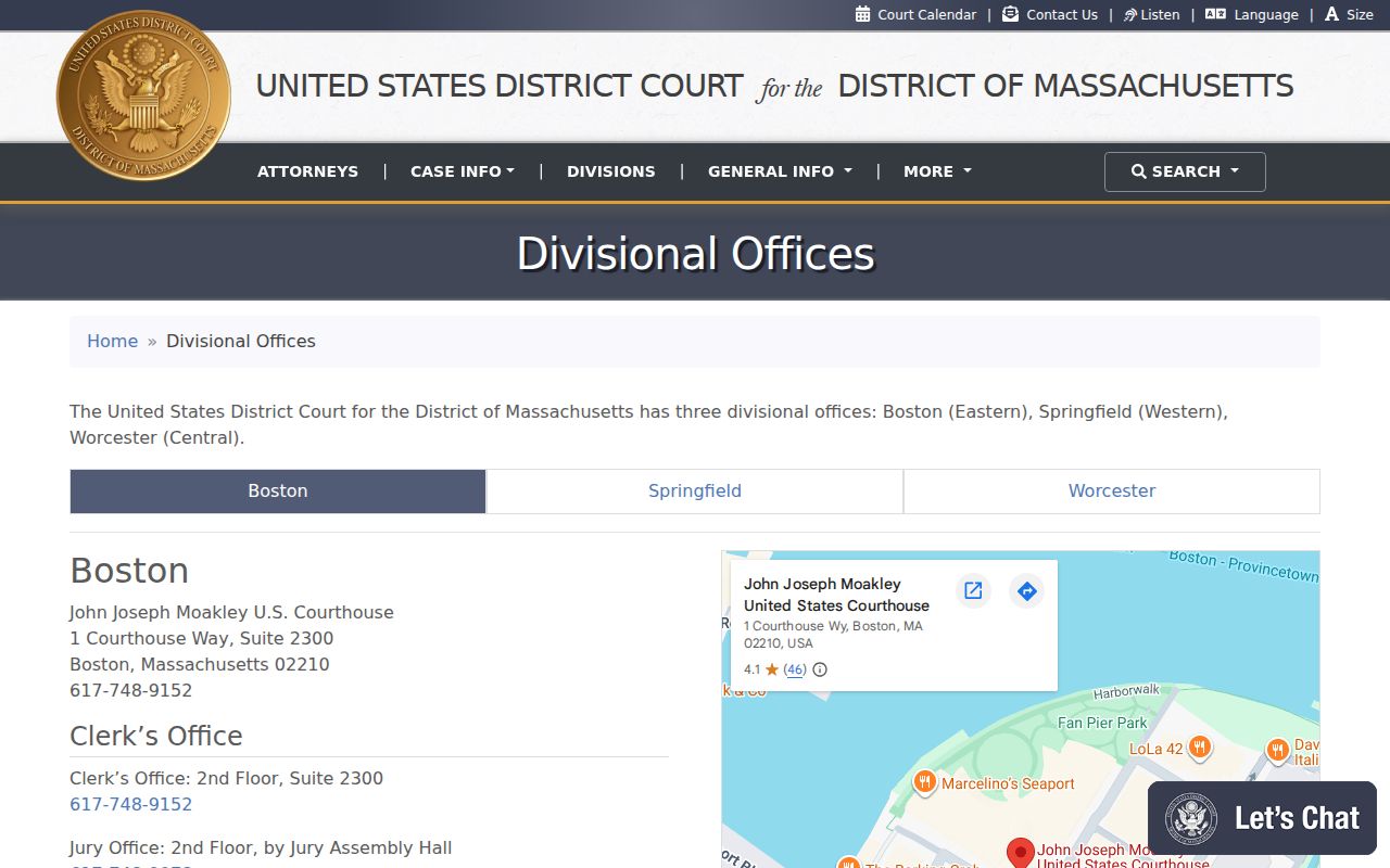Federal court division and counter information for Franklin County warrant records
